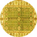 Round Oriental Yellow Traditional Rug, abs3163yw