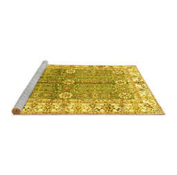 Sideview of Machine Washable Oriental Yellow Traditional Rug, wshabs3163yw