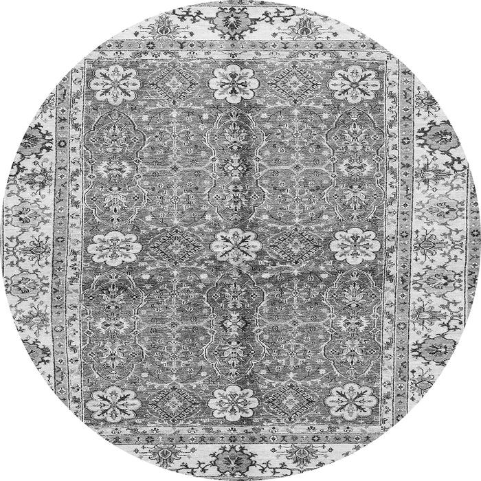 Round Machine Washable Oriental Gray Traditional Rug, wshabs3163gry