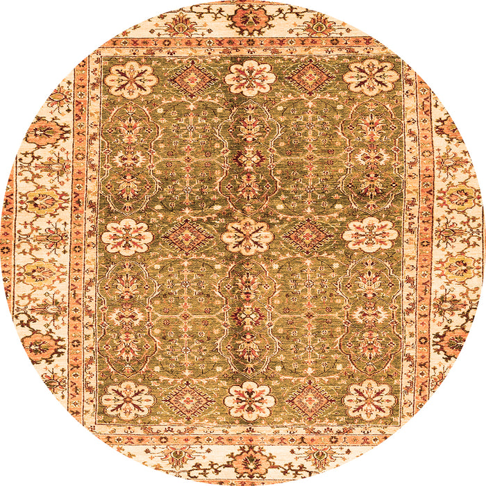 Round Oriental Orange Traditional Rug, abs3163org