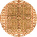 Round Oriental Orange Traditional Rug, abs3163org