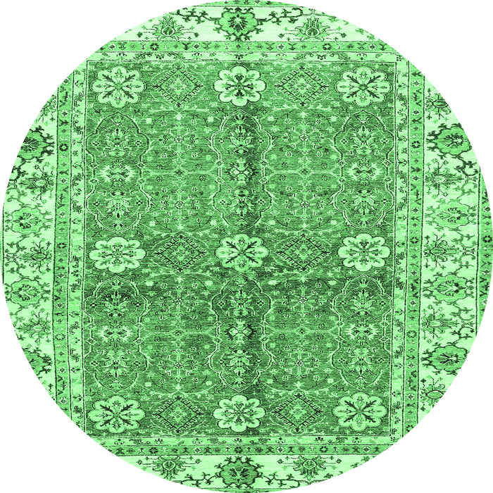 Round Oriental Emerald Green Traditional Rug, abs3163emgrn