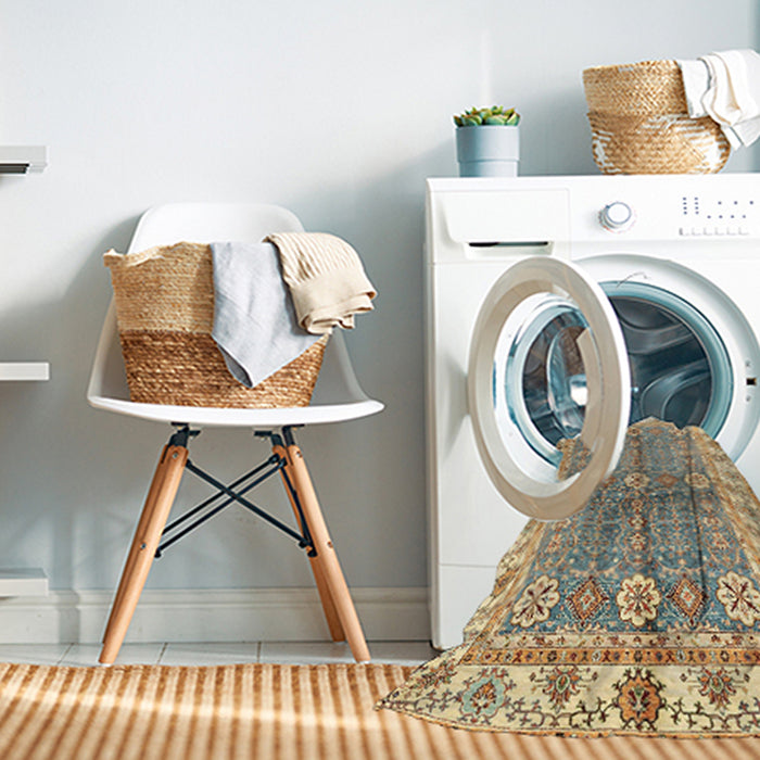 Machine Washable Abstract Brown Rug in a Washing Machine, wshabs3163