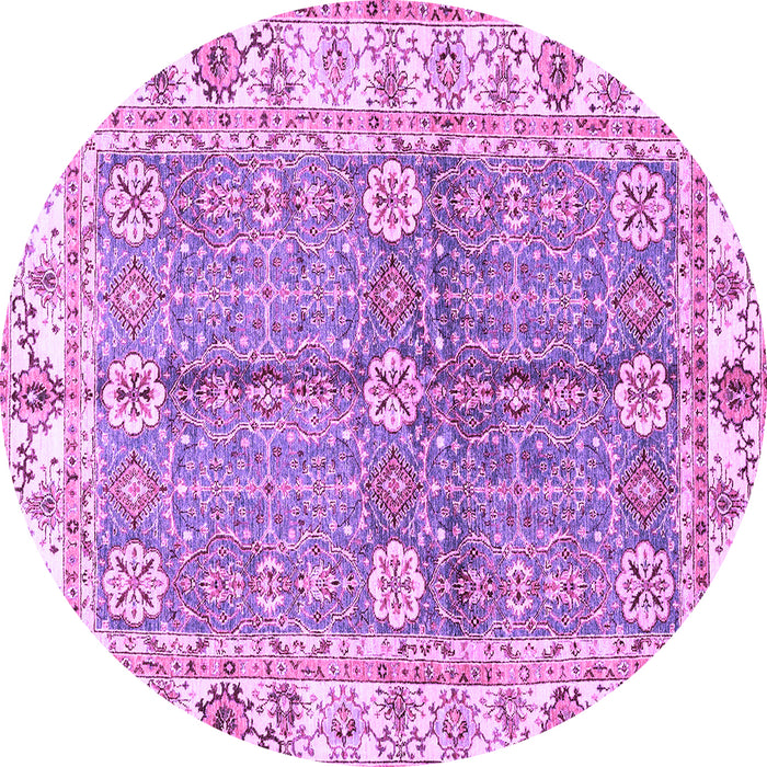 Round Machine Washable Oriental Purple Traditional Area Rugs, wshabs3163pur