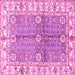 Square Machine Washable Oriental Pink Traditional Rug, wshabs3163pnk