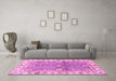 Machine Washable Oriental Pink Traditional Rug in a Living Room, wshabs3163pnk