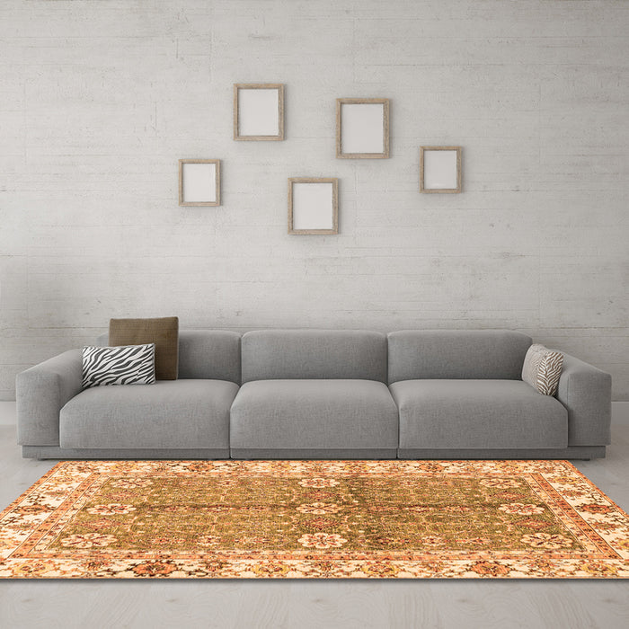 Machine Washable Oriental Orange Traditional Area Rugs in a Living Room, wshabs3163org