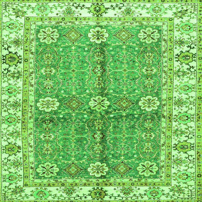 Square Oriental Green Traditional Rug, abs3163grn