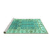 Sideview of Machine Washable Oriental Turquoise Traditional Area Rugs, wshabs3163turq