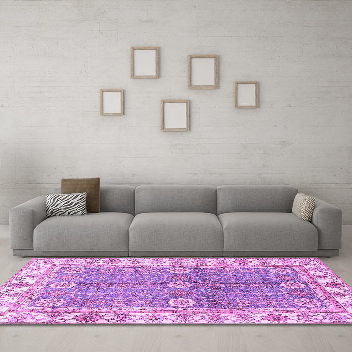 Machine Washable Oriental Purple Traditional Area Rugs in a Living Room, wshabs3163pur