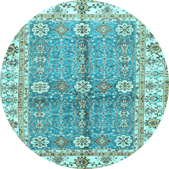 Round Oriental Light Blue Traditional Rug, abs3163lblu