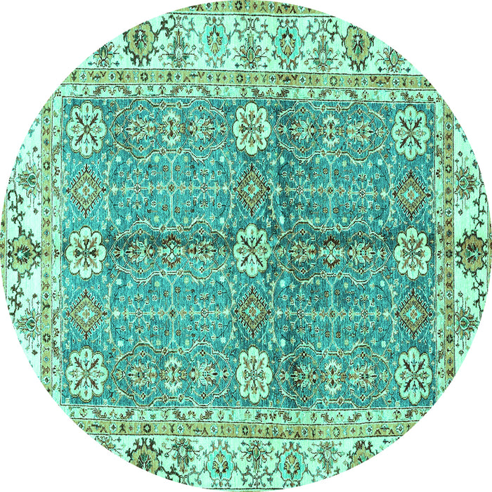 Round Oriental Turquoise Traditional Rug, abs3163turq