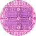 Round Machine Washable Oriental Pink Traditional Rug, wshabs3163pnk