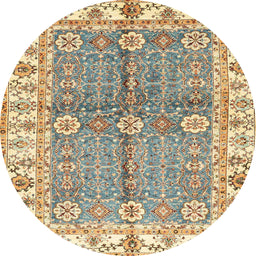 Round Machine Washable Abstract Brown Rug, wshabs3163