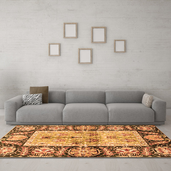 Machine Washable Oriental Orange Traditional Area Rugs in a Living Room, wshabs3164org