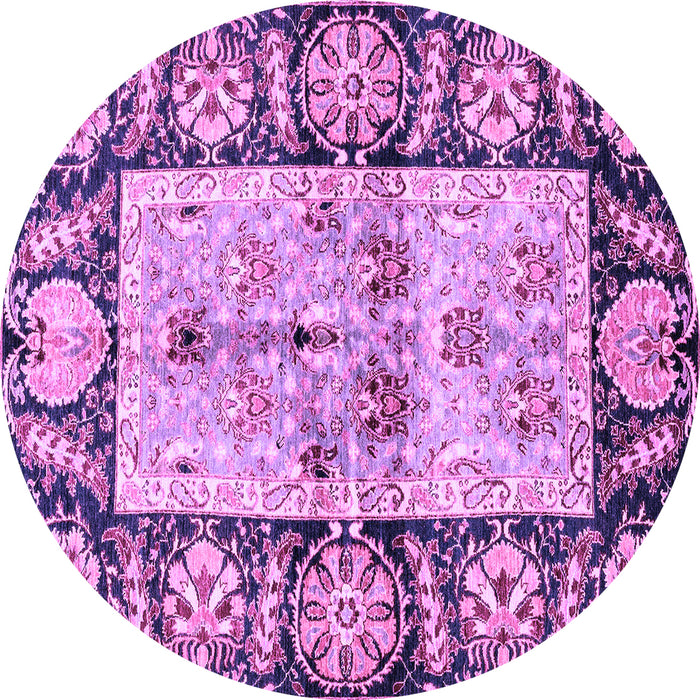 Round Machine Washable Oriental Purple Traditional Area Rugs, wshabs3164pur