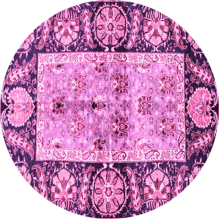 Round Machine Washable Oriental Pink Traditional Rug, wshabs3164pnk