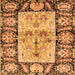 Square Machine Washable Oriental Orange Traditional Area Rugs, wshabs3164org