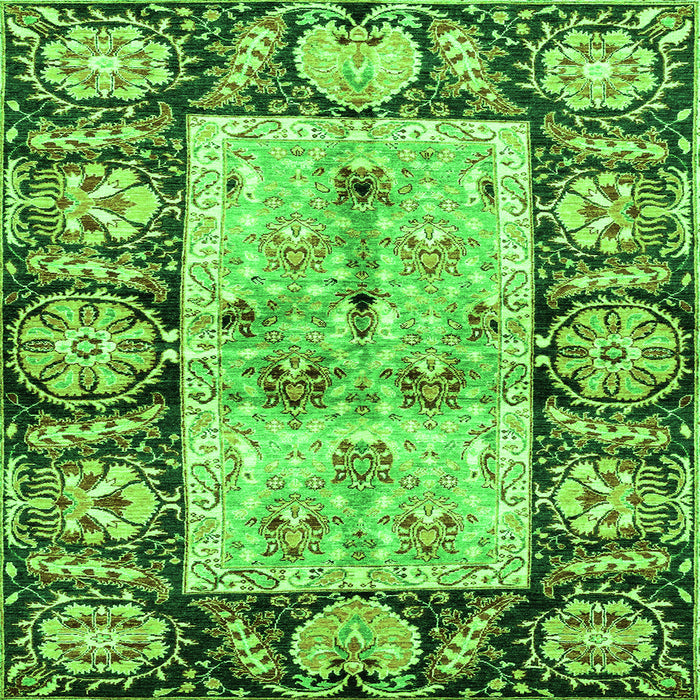 Square Oriental Green Traditional Rug, abs3164grn