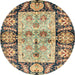 Round Machine Washable Abstract Yellow Rug, wshabs3164