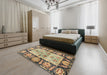 Abstract Yellow Oriental Rug in a Bedroom, abs3164