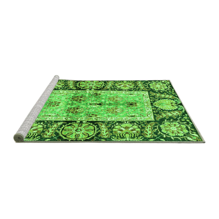 Sideview of Machine Washable Oriental Green Traditional Area Rugs, wshabs3164grn