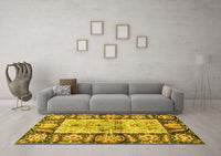 Machine Washable Oriental Yellow Traditional Rug, wshabs3164yw