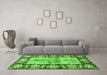 Machine Washable Oriental Green Traditional Area Rugs in a Living Room,, wshabs3164grn