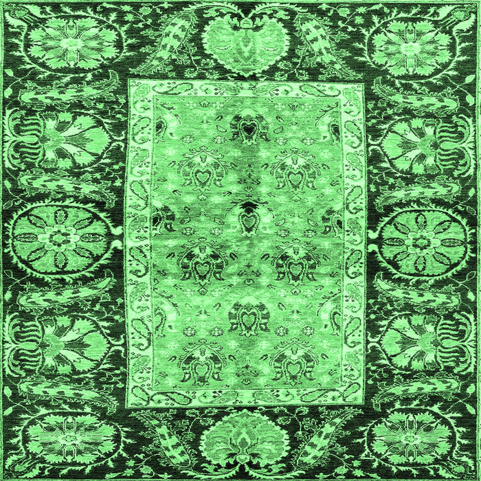 Square Machine Washable Oriental Emerald Green Traditional Area Rugs, wshabs3164emgrn