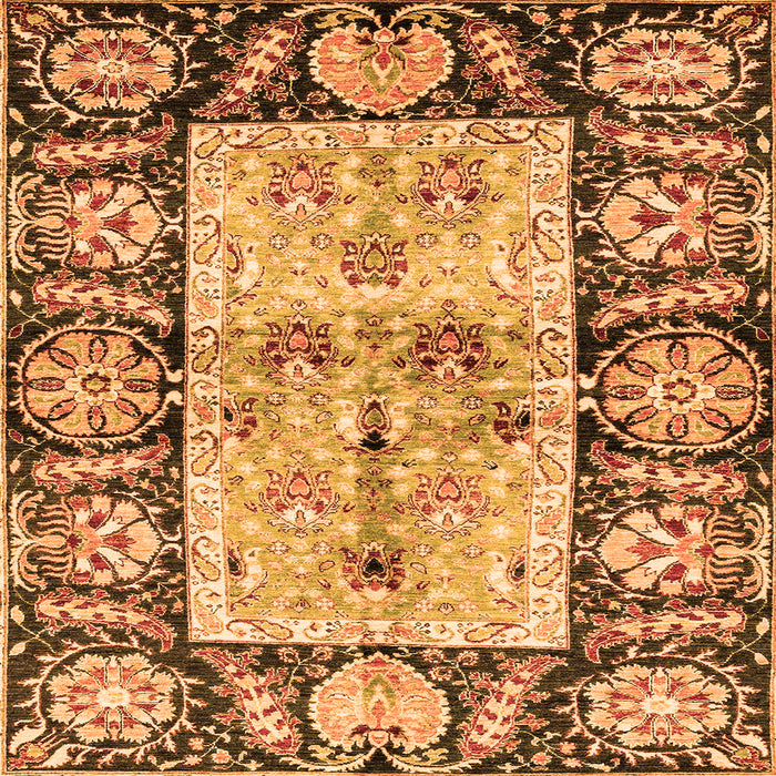 Square Oriental Orange Traditional Rug, abs3164org