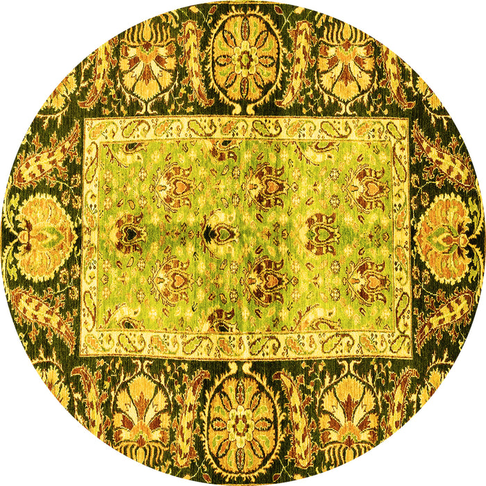 Round Oriental Yellow Traditional Rug, abs3164yw