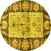 Round Oriental Yellow Traditional Rug, abs3164yw