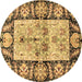 Round Oriental Brown Traditional Rug, abs3164brn