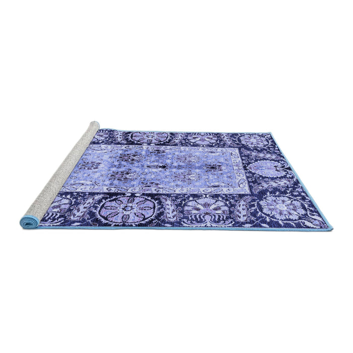 Sideview of Machine Washable Oriental Blue Traditional Rug, wshabs3164blu
