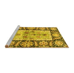 Sideview of Machine Washable Oriental Yellow Traditional Rug, wshabs3164yw