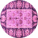 Round Oriental Pink Traditional Rug, abs3164pnk