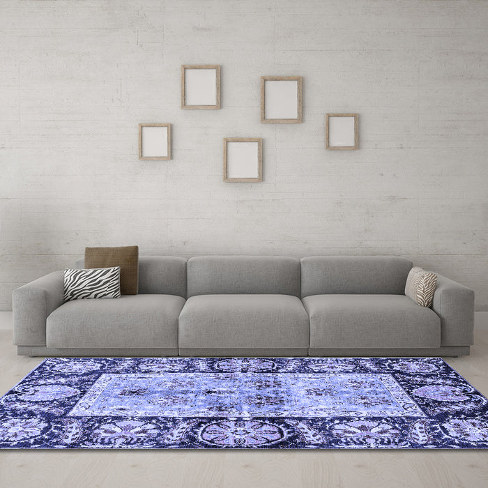 Machine Washable Oriental Blue Traditional Rug in a Living Room, wshabs3164blu