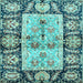 Square Machine Washable Oriental Light Blue Traditional Rug, wshabs3164lblu