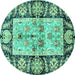 Round Oriental Turquoise Traditional Rug, abs3164turq