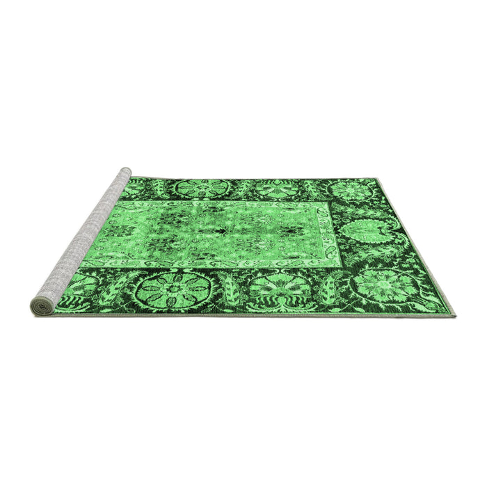 Sideview of Machine Washable Oriental Emerald Green Traditional Area Rugs, wshabs3164emgrn