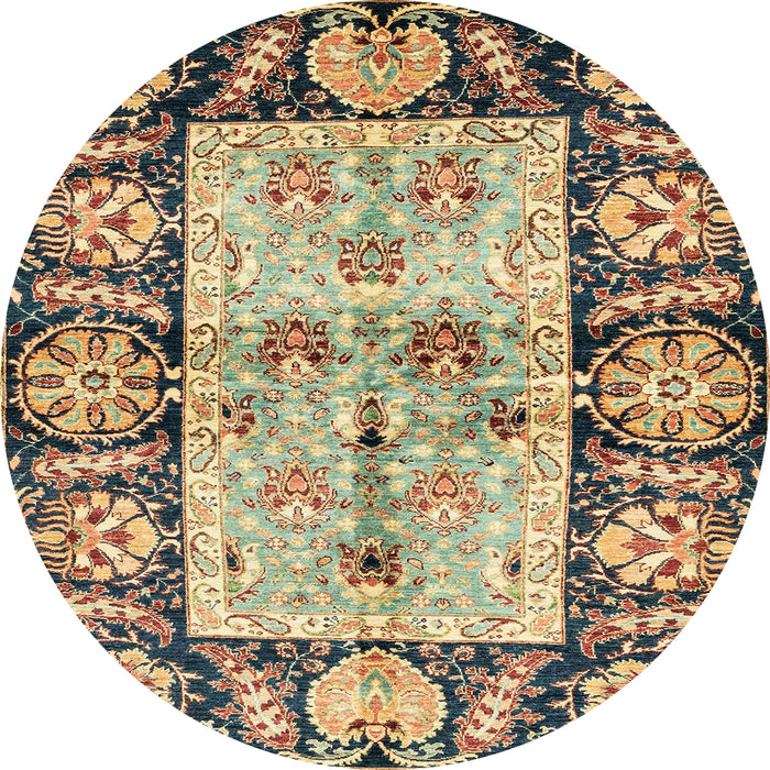 Round Abstract Yellow Oriental Rug, abs3164