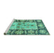 Sideview of Machine Washable Oriental Turquoise Traditional Area Rugs, wshabs3164turq