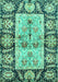 Machine Washable Oriental Turquoise Traditional Area Rugs, wshabs3164turq