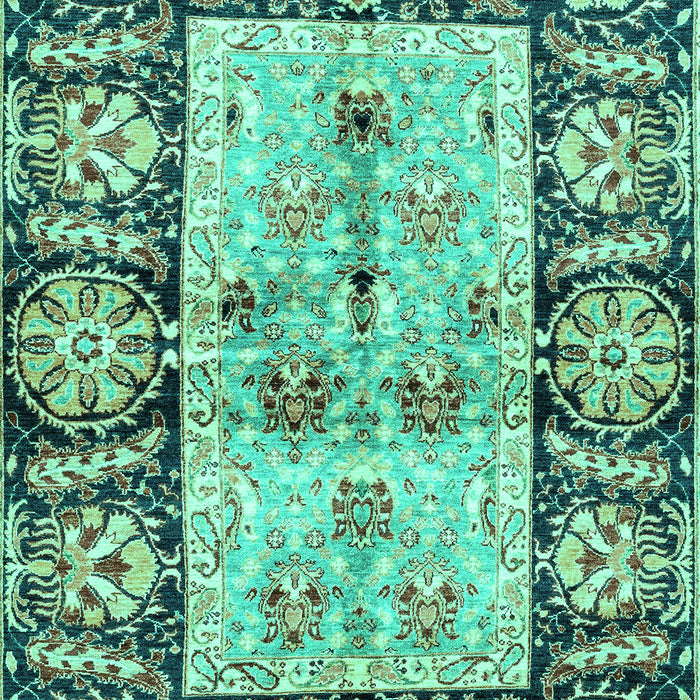 Machine Washable Oriental Turquoise Traditional Area Rugs, wshabs3164turq
