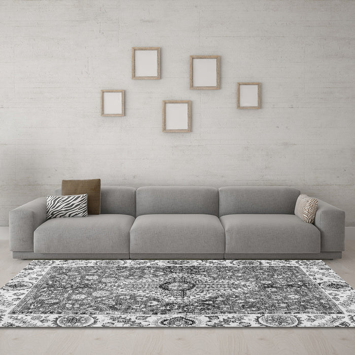Machine Washable Abstract Gray Modern Rug in a Living Room,, wshabs3165gry