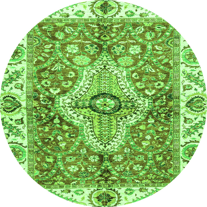 Round Machine Washable Abstract Green Modern Area Rugs, wshabs3165grn