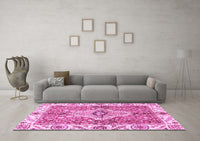 Machine Washable Abstract Pink Modern Rug, wshabs3165pnk