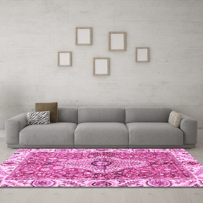 Machine Washable Abstract Pink Modern Rug in a Living Room, wshabs3165pnk