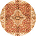 Round Machine Washable Abstract Orange Modern Area Rugs, wshabs3165org