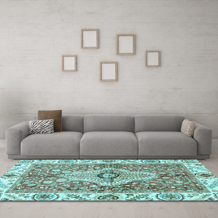 Machine Washable Abstract Light Blue Modern Rug in a Living Room, wshabs3165lblu